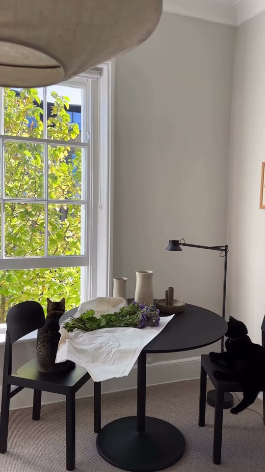 A styled Muuto breakfast corner with contemporary furniture, tableware and interior details